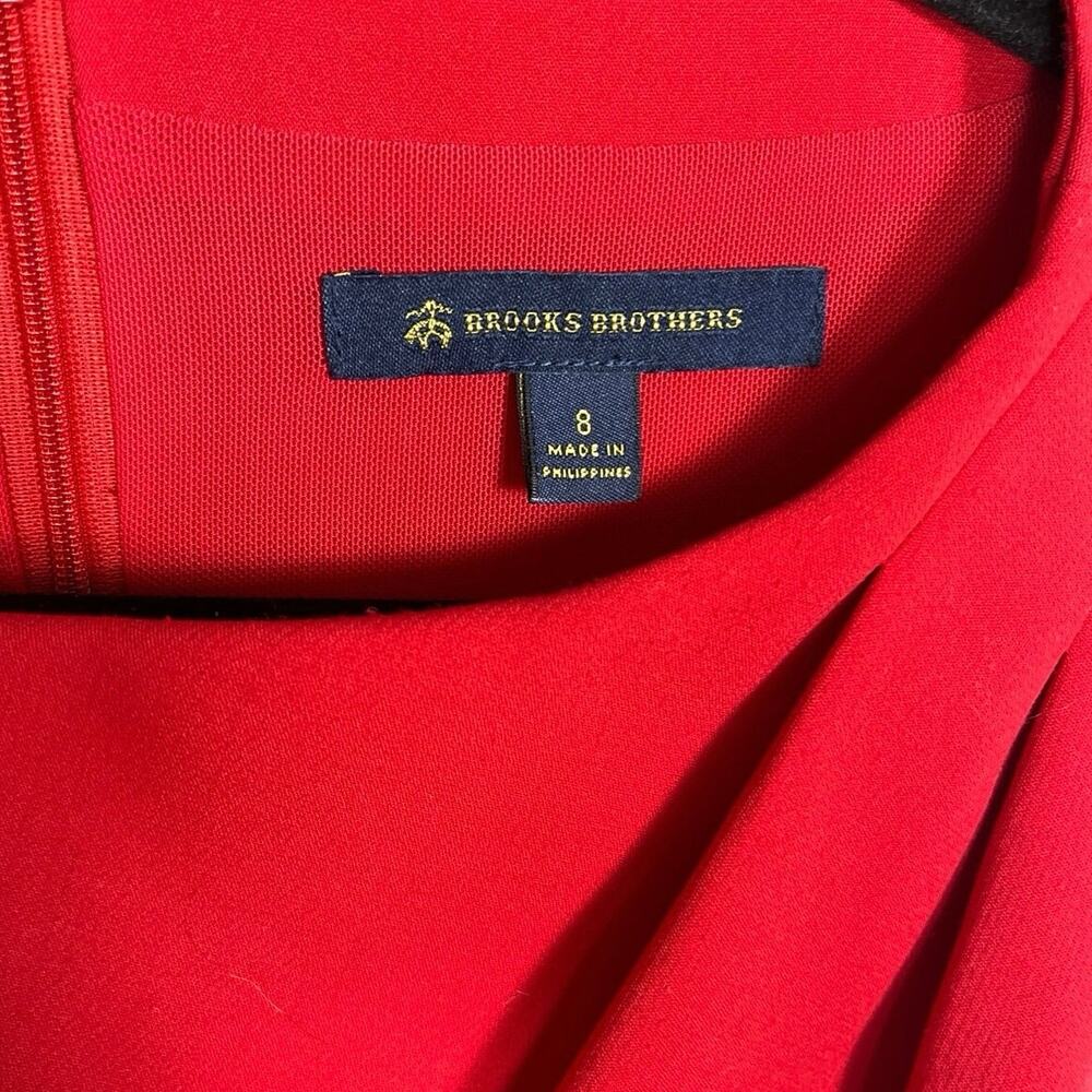 Brooks Brothers Women’s Red Sheath Dress S.8 Sleeveless Pleated Neck Work Career - Picture 4 of 7